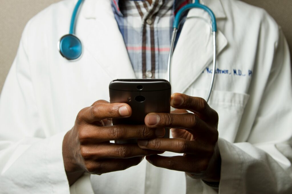 remote medical assistant working on a laptop